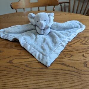 Carter's lovey, security blanket with elephant. Gray silver colour.